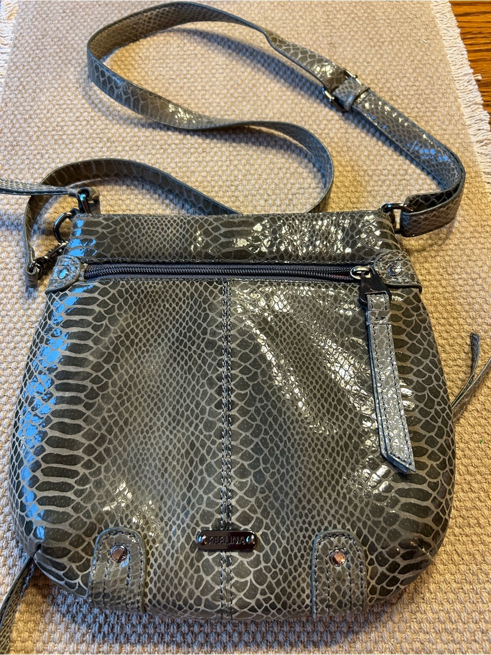 Vintage Perlina Snakeskin-Embossed Crossbody Bag